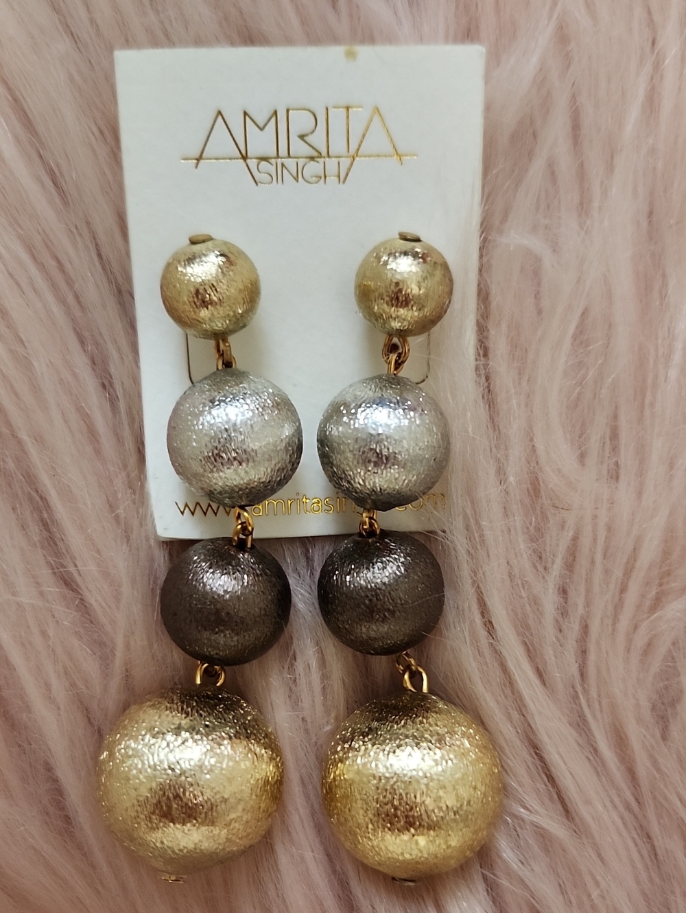 Brand New AMRITA SINGH MULTI-COLOR BRUSHED METALLIC DROP EARRINGS